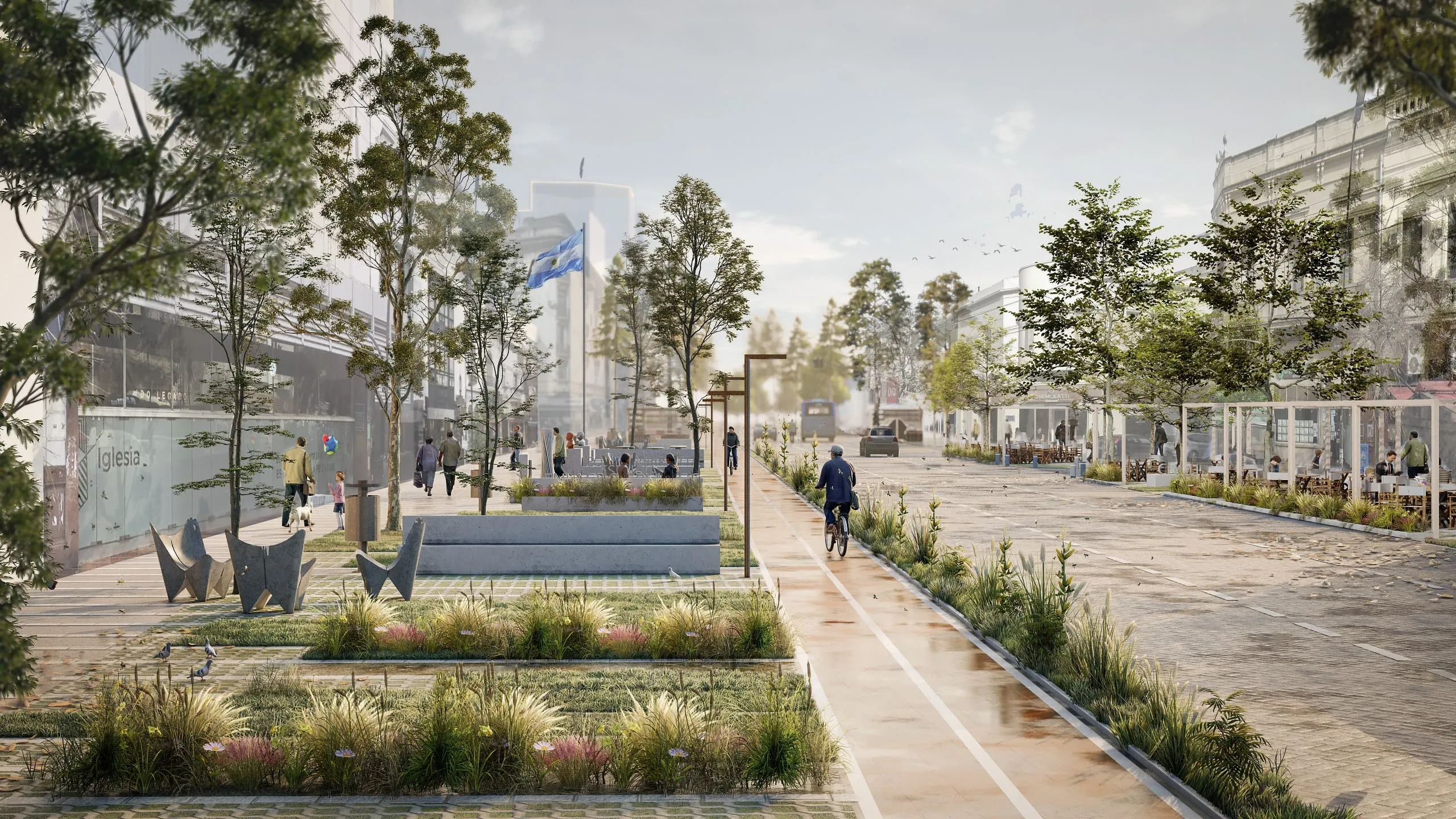 Vista peatonal del proyecto Avenida Boedo, Ciudad de Buenos Aires, Argentina.