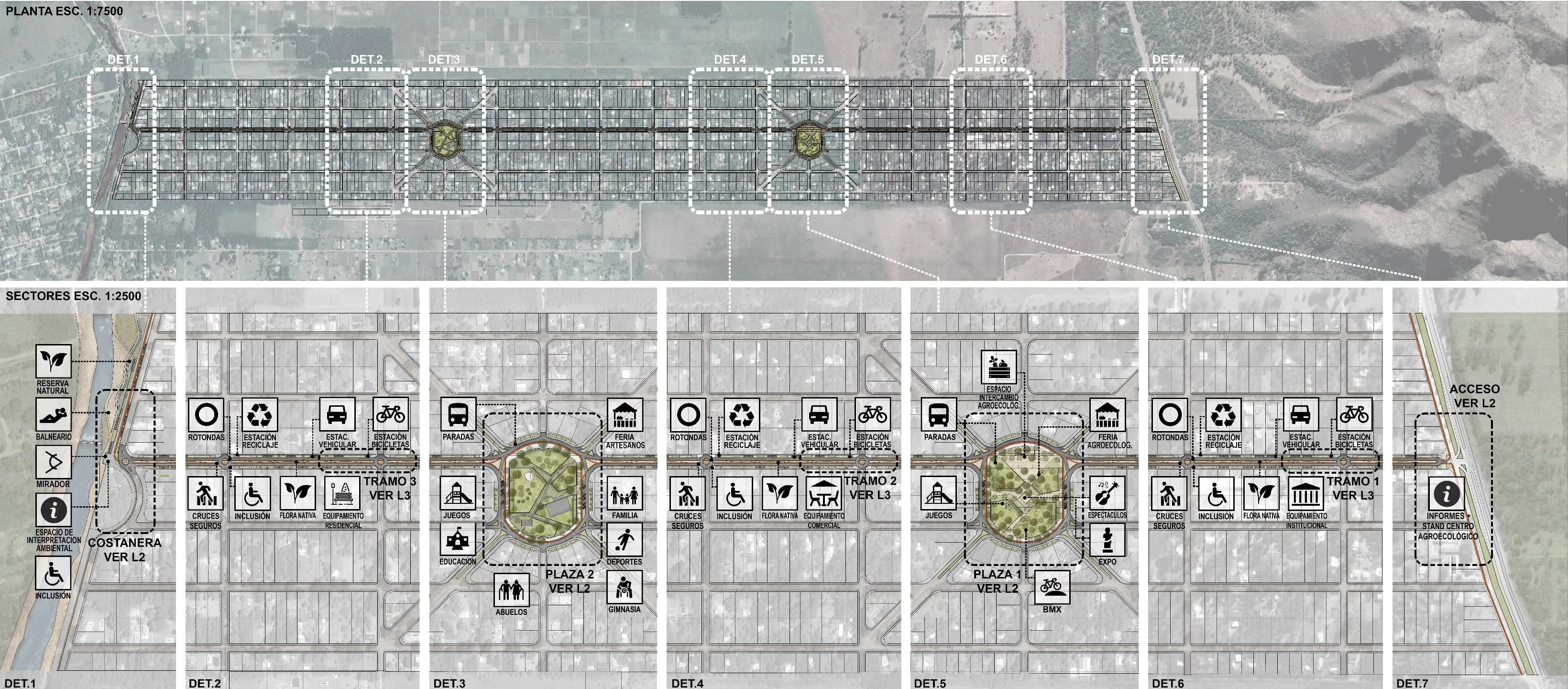 Master plan del proyecto - Boulevard Los Reartes, Córdoba, Argentina.