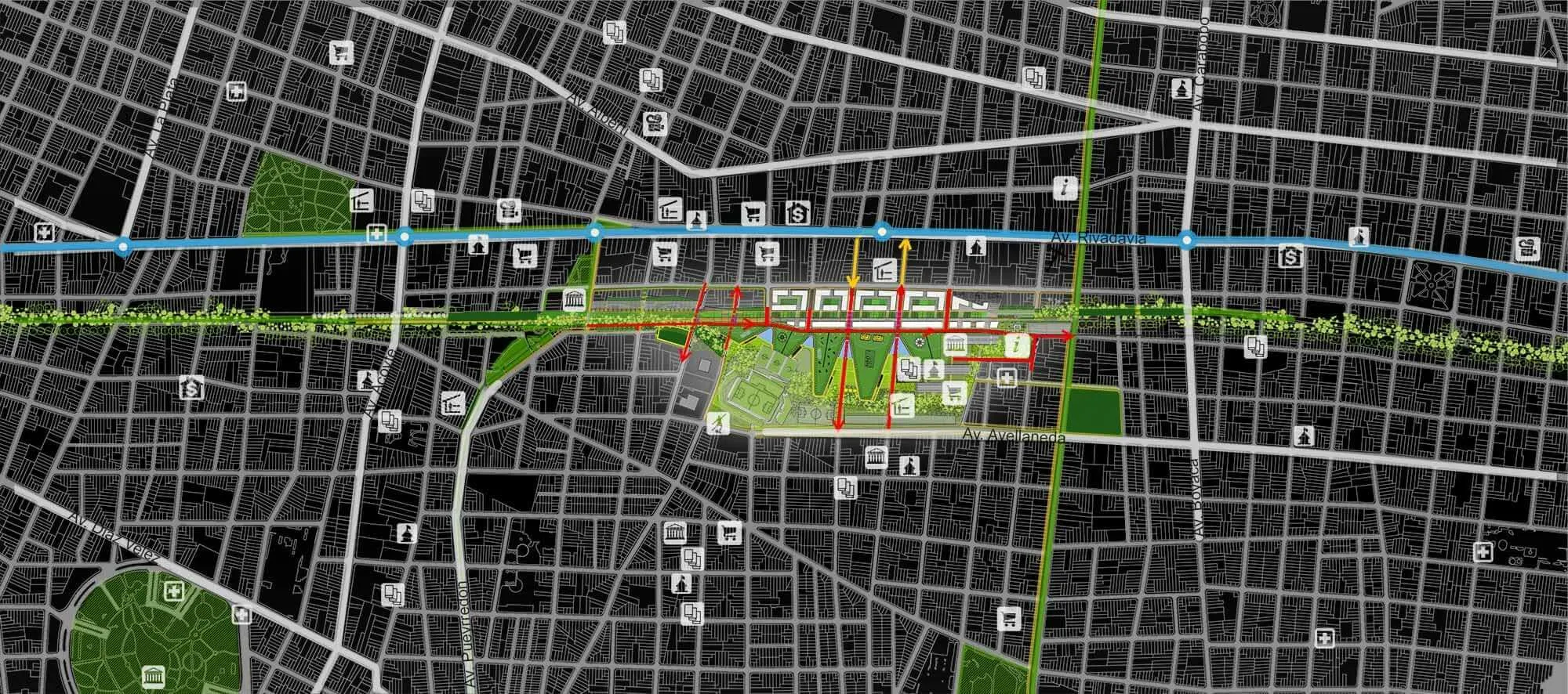 Master plan del proyecto - Playa Ferroviaria Caballito, Ciudad de Buenos Aires, Argentina.