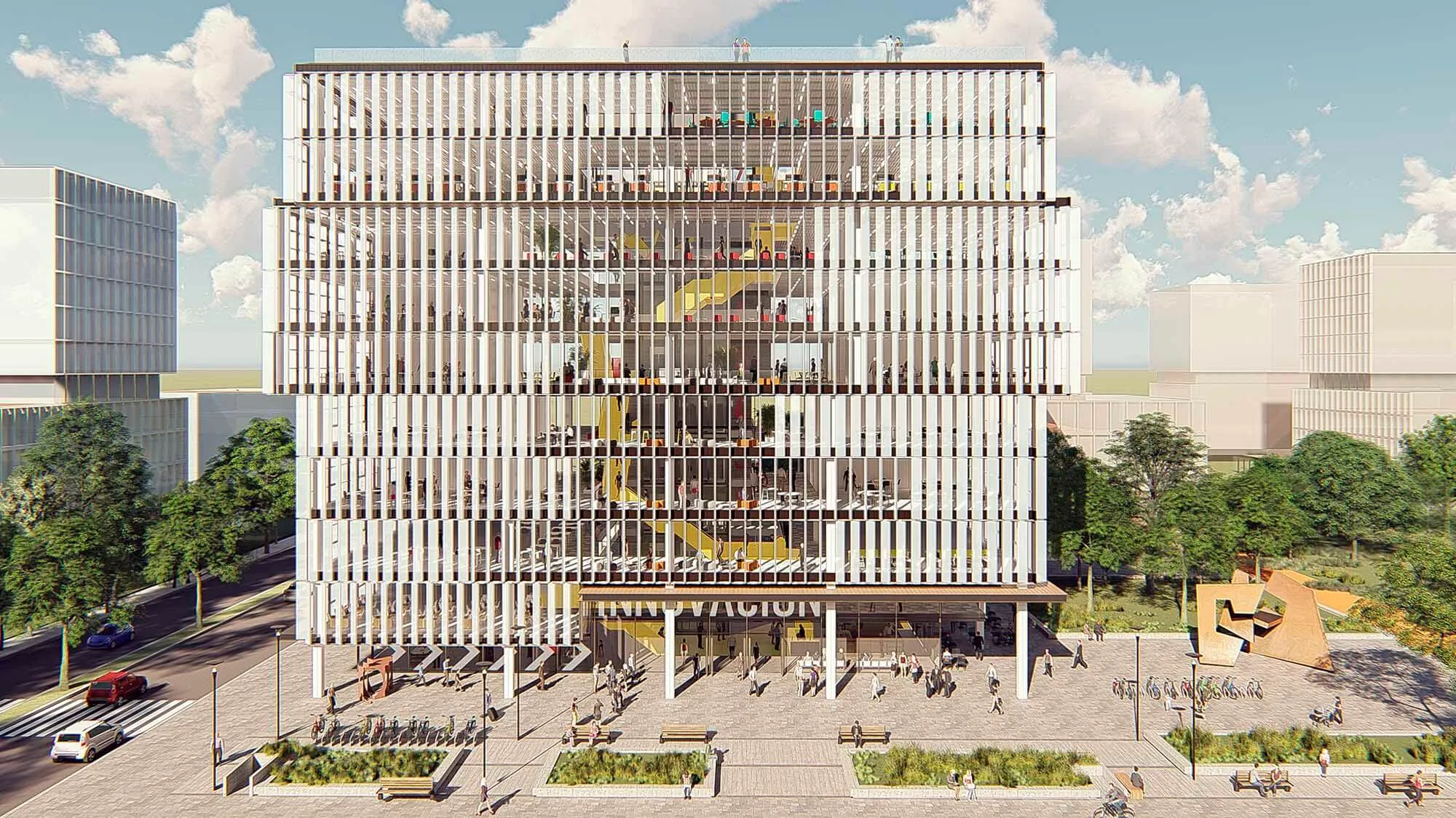 Vista fachada - Edificio para la Educación del Futuro, Ciudad de Buenos Aires, Argentina.