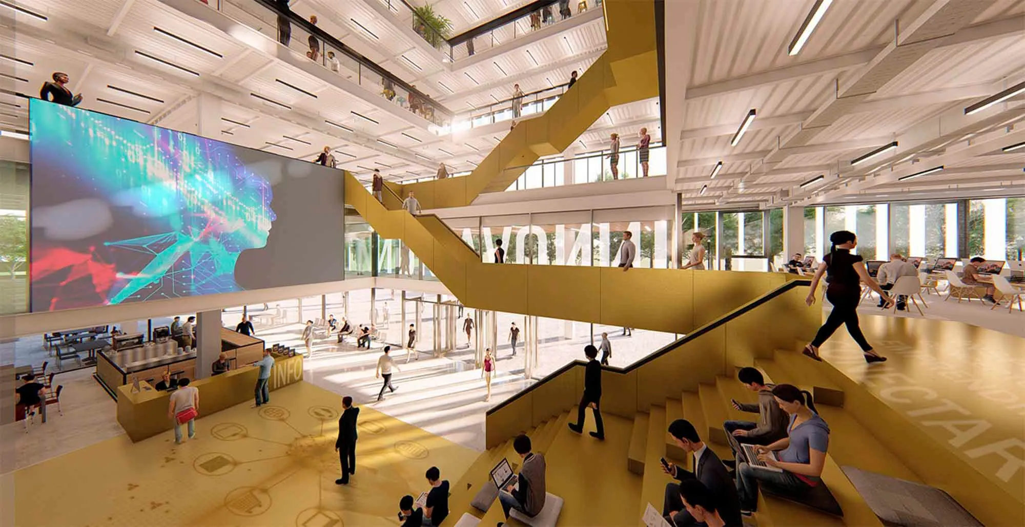 Vista interior del proyecto Edificio para la Educación del Futuro, Ciudad de Buenos Aires, Argentina.