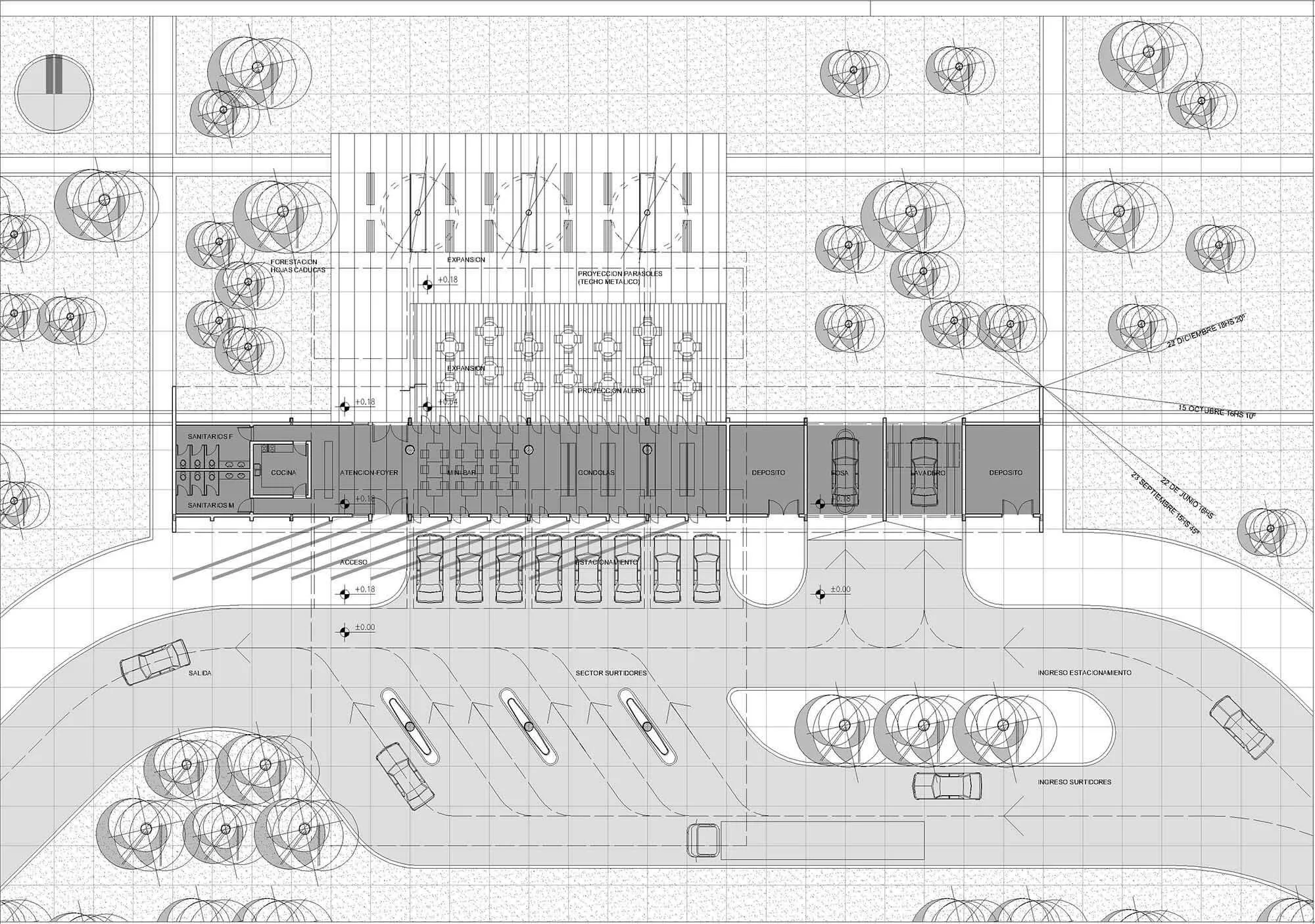 Planta de arquitectura - Estación de Servicios Sustentable, Paraná, Entre Ríos, Argentina.