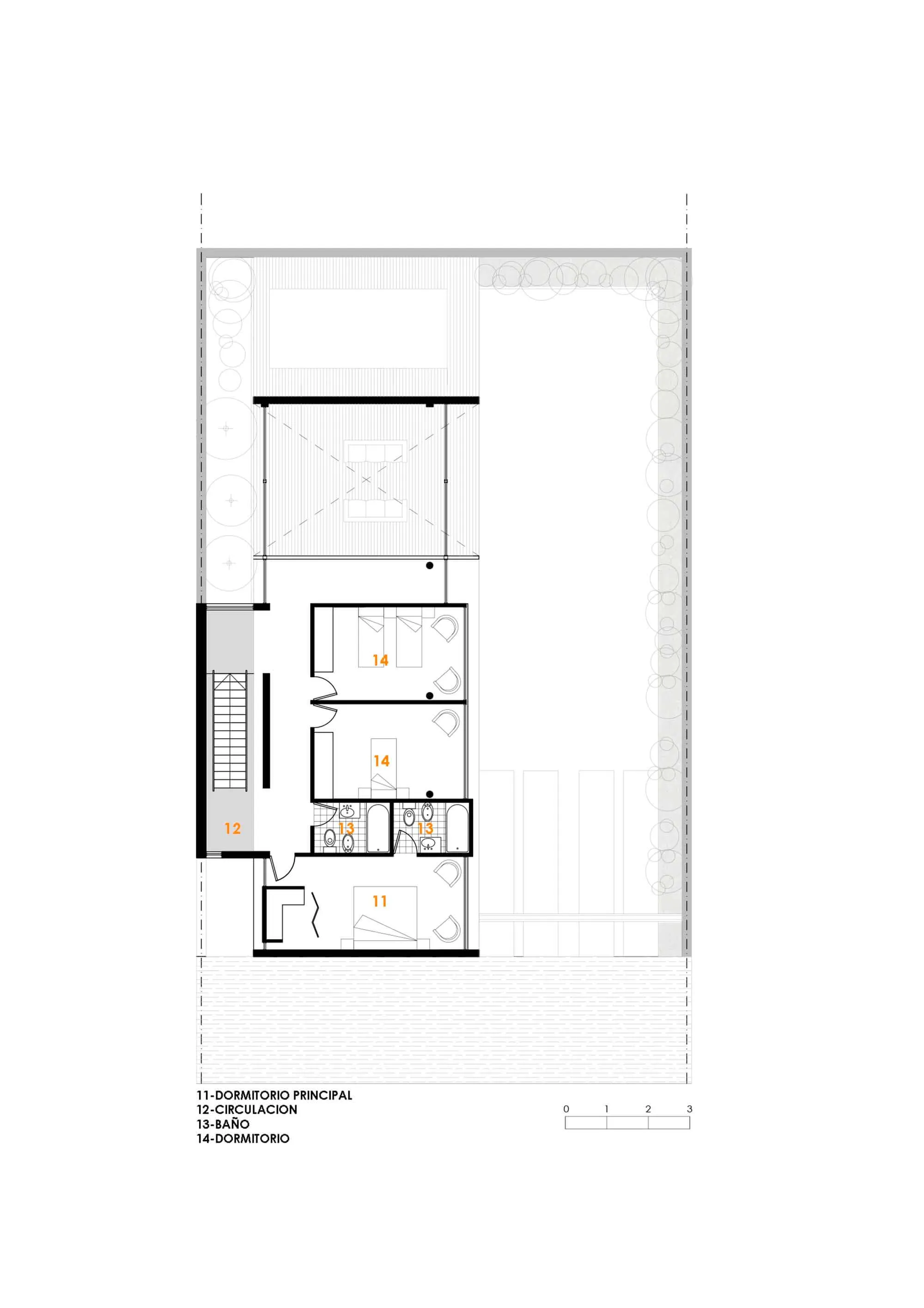 Planta primer piso - Casa SV, Ciudad de Buenos Aires, Argentina.