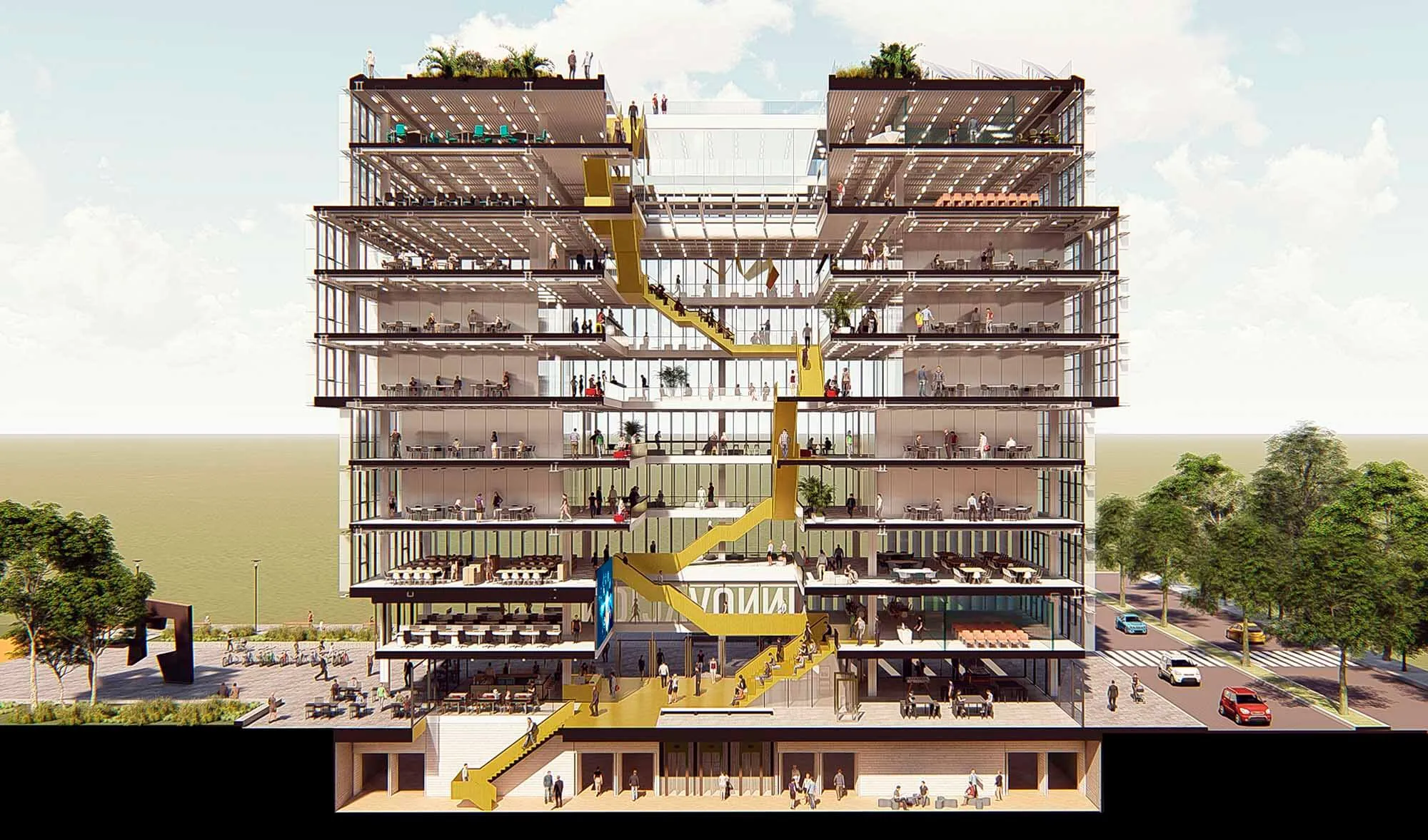 Corte perspectivado - Edificio para la Educación del Futuro, Ciudad de Buenos Aires, Argentina.