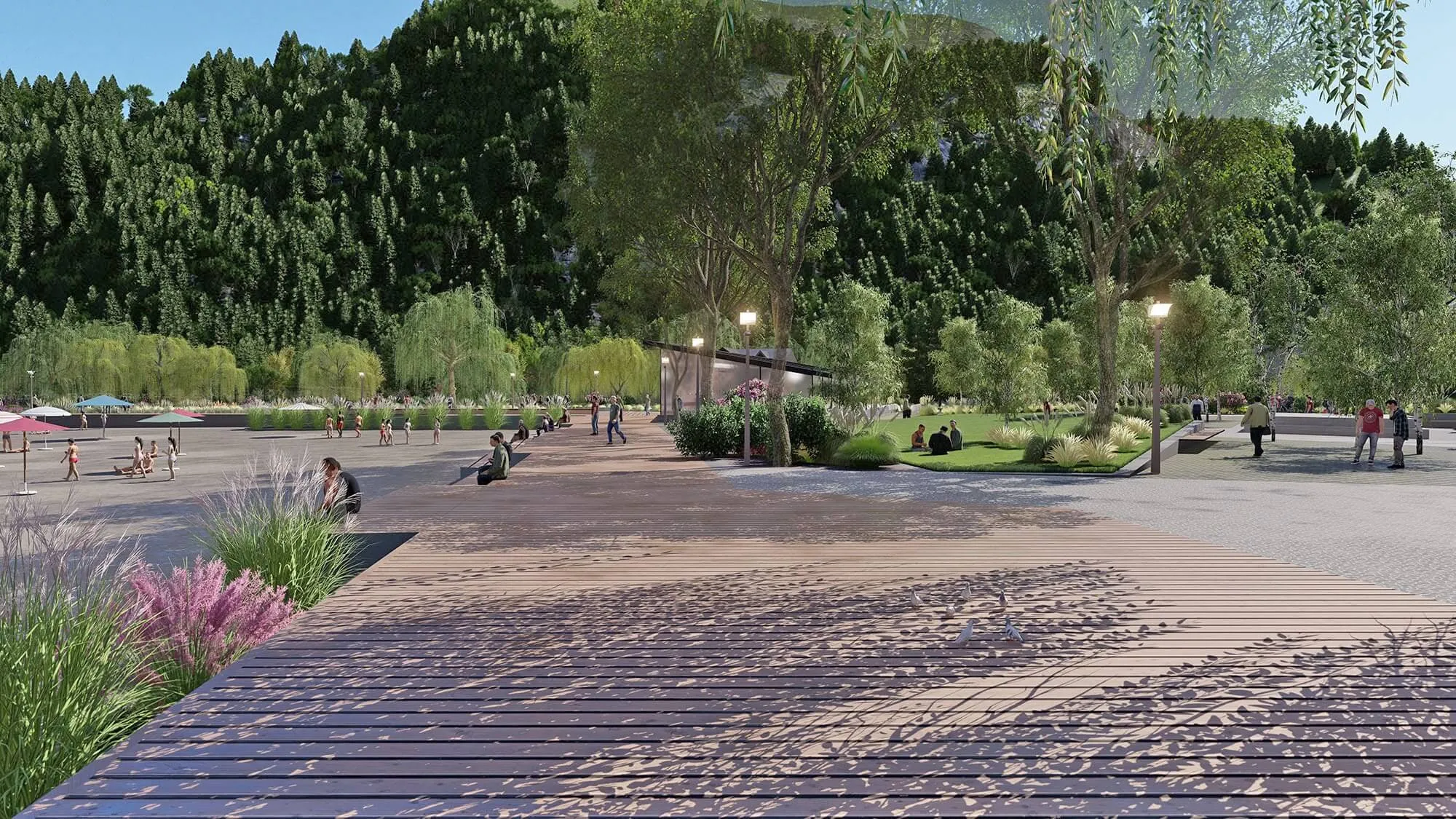Vista peatonal 02 - Costanera Lago Lacar, San Martín de los Andes, Neuquén, Argentina.